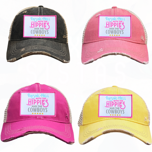 Raising Hell with the Hippies and the Cowboys Trucker HAT