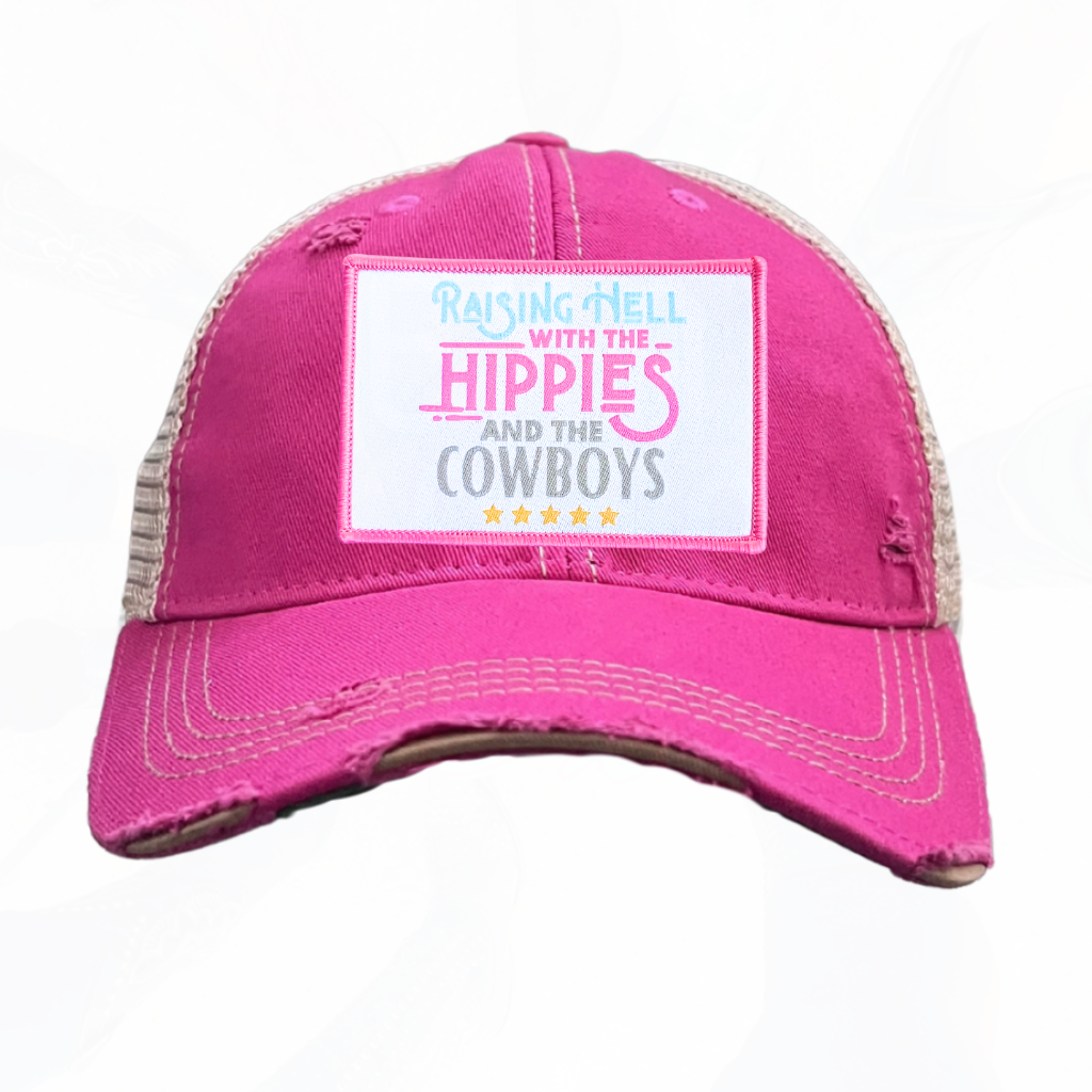 Raising Hell with the Hippies and the Cowboys Trucker HAT
