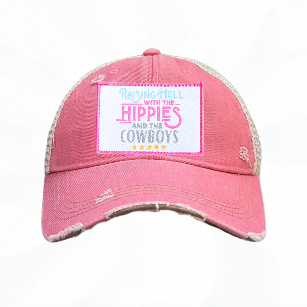 Raising Hell with the Hippies and the Cowboys Trucker HAT