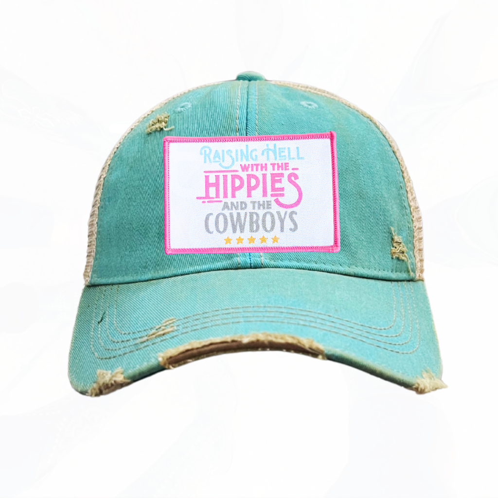 Raising Hell with the Hippies and the Cowboys Trucker HAT