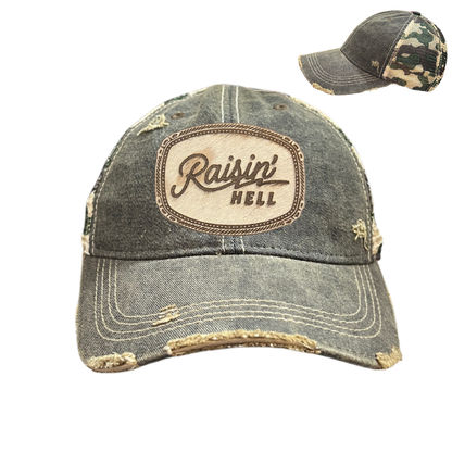 Hair-on-Hyde RAISIN' HELL Patch Hats - 9 Color CHOICES