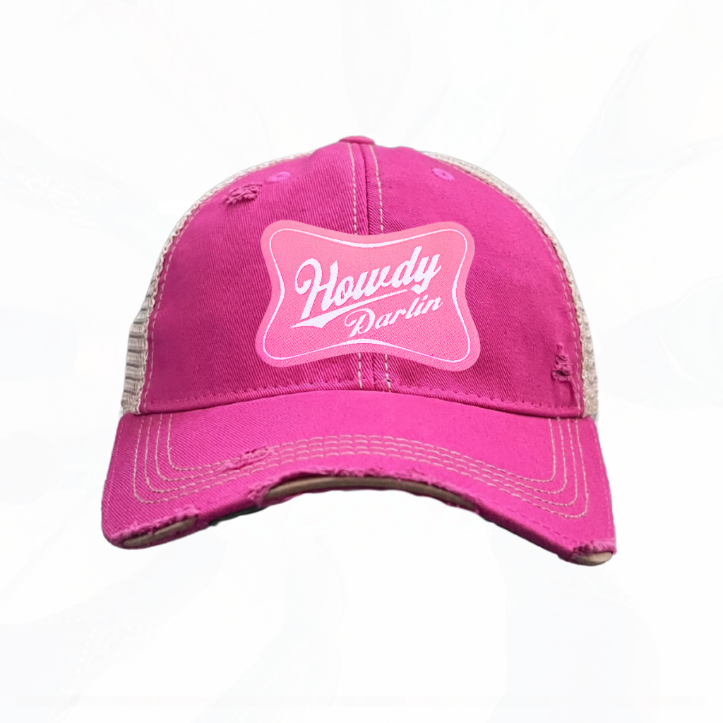 Howdy Darlin Pink Patch Trucker HAT