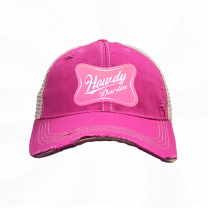 Howdy Darlin Pink Patch Trucker HAT