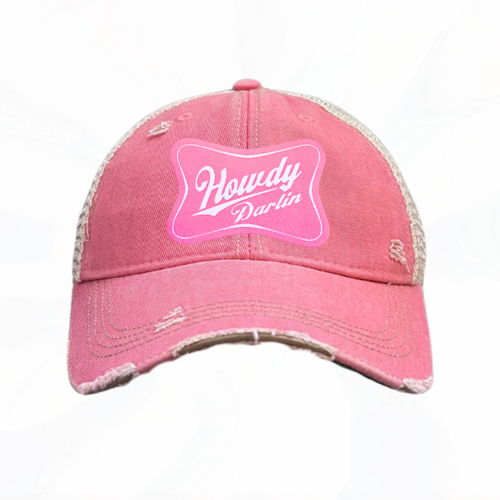 Howdy Darlin Pink Patch Trucker HAT