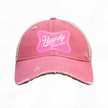 Howdy Darlin Pink Patch Trucker HAT