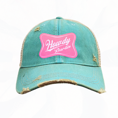 Howdy Darlin Pink Patch Trucker HAT
