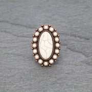 Concho Copper White Stone Cuff Ring