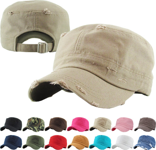 Distressed Adjustable Cadet Caps - Unisex hats - Many Colors
