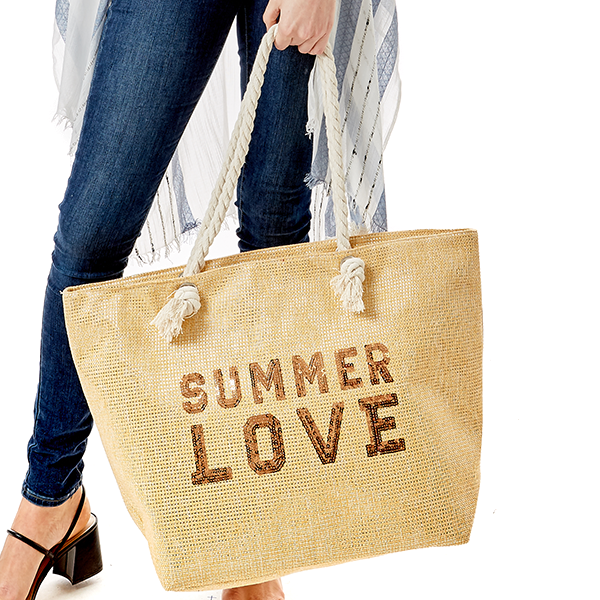 SUMMER LOVE BLING ROPE TOTE BAG Yellow