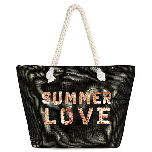 SUMMER LOVE BLING ROPE TOTE BAG Black