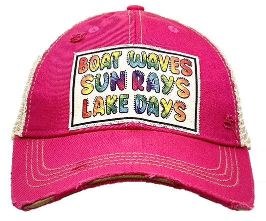 Boat Waves Sun Rays Lake Days Trucker Hat