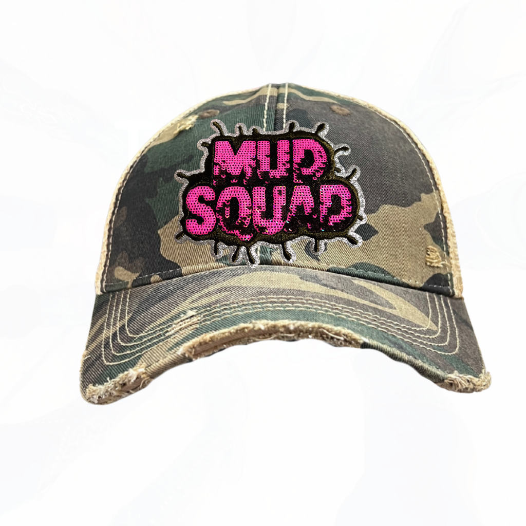 Sequinned MUD SQUAD Trucker Hats -  Fun Colors