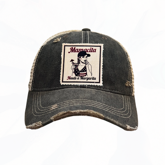 Mamacita Needs a Margarita USA Patriotic MAMA Trucker Hat