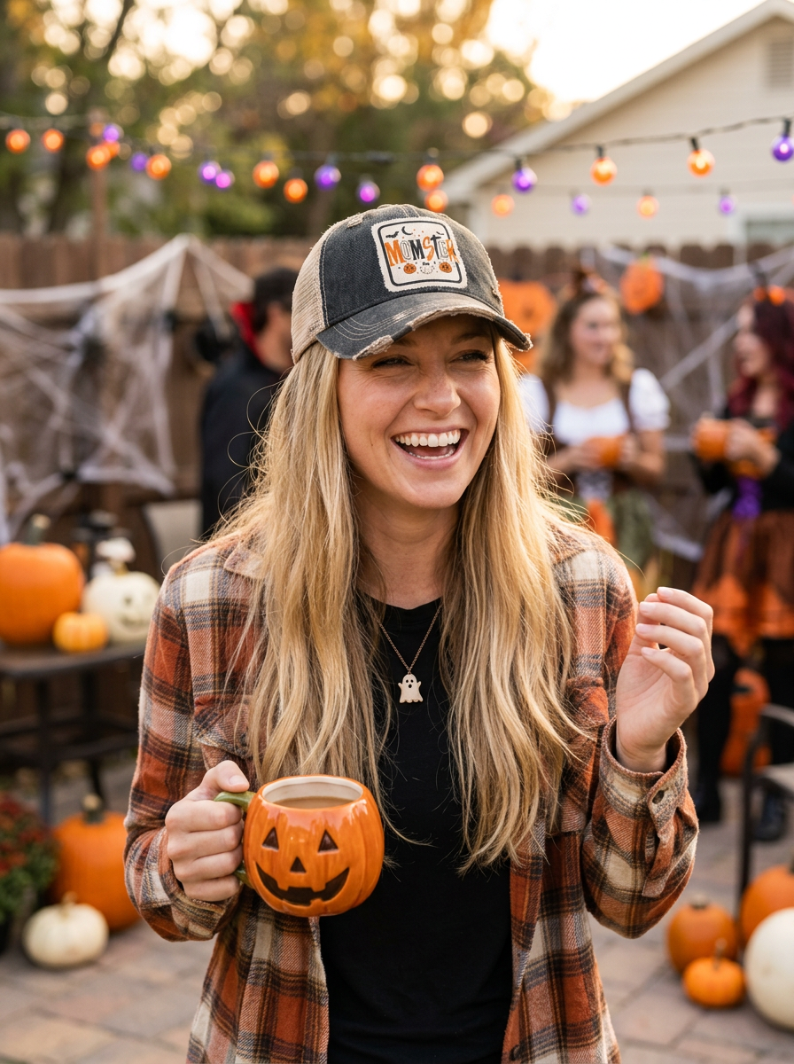 MOMSTER Halloween Patch Trucker Hats - Lots of colors