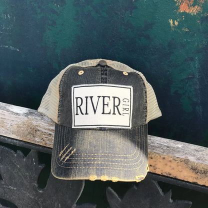 River Girl Distressed Trucker Hat
