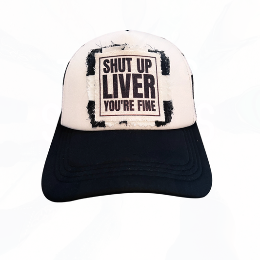SHUT UP LIVER You're Fine Checkered Foam Hat Black
