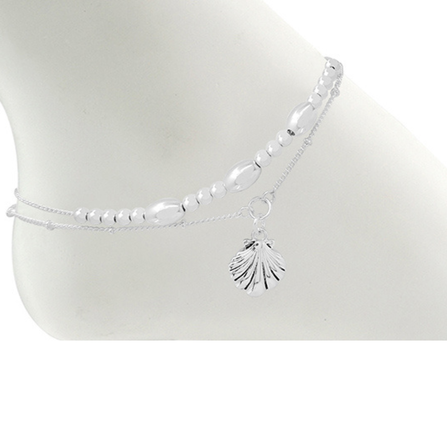 Double Silver Shell ANKLE BRACELET Sea Shell Anklet