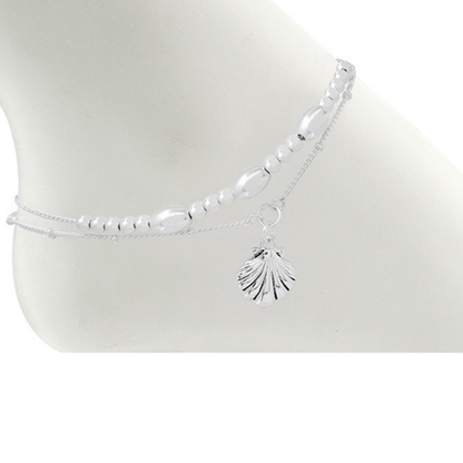 Double Silver Shell ANKLE BRACELET Sea Shell Anklet