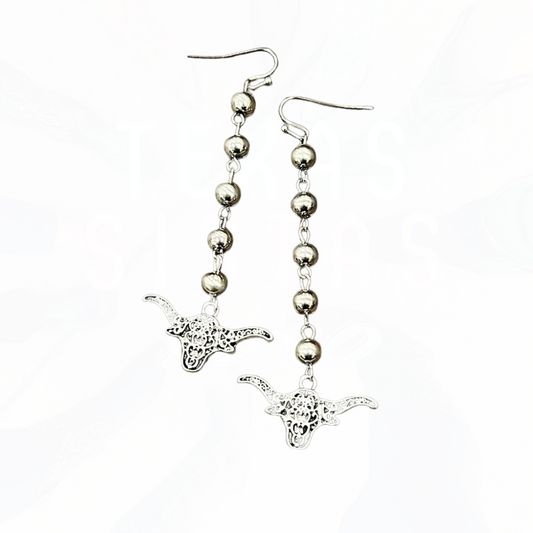 Navajo Bead Longhorn Drop Earrings