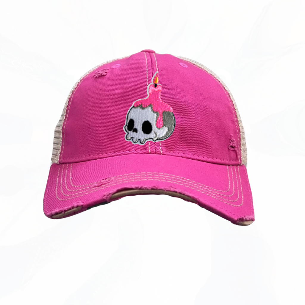 Halloween Skull Candle Trucker Hats -  Fun Colors