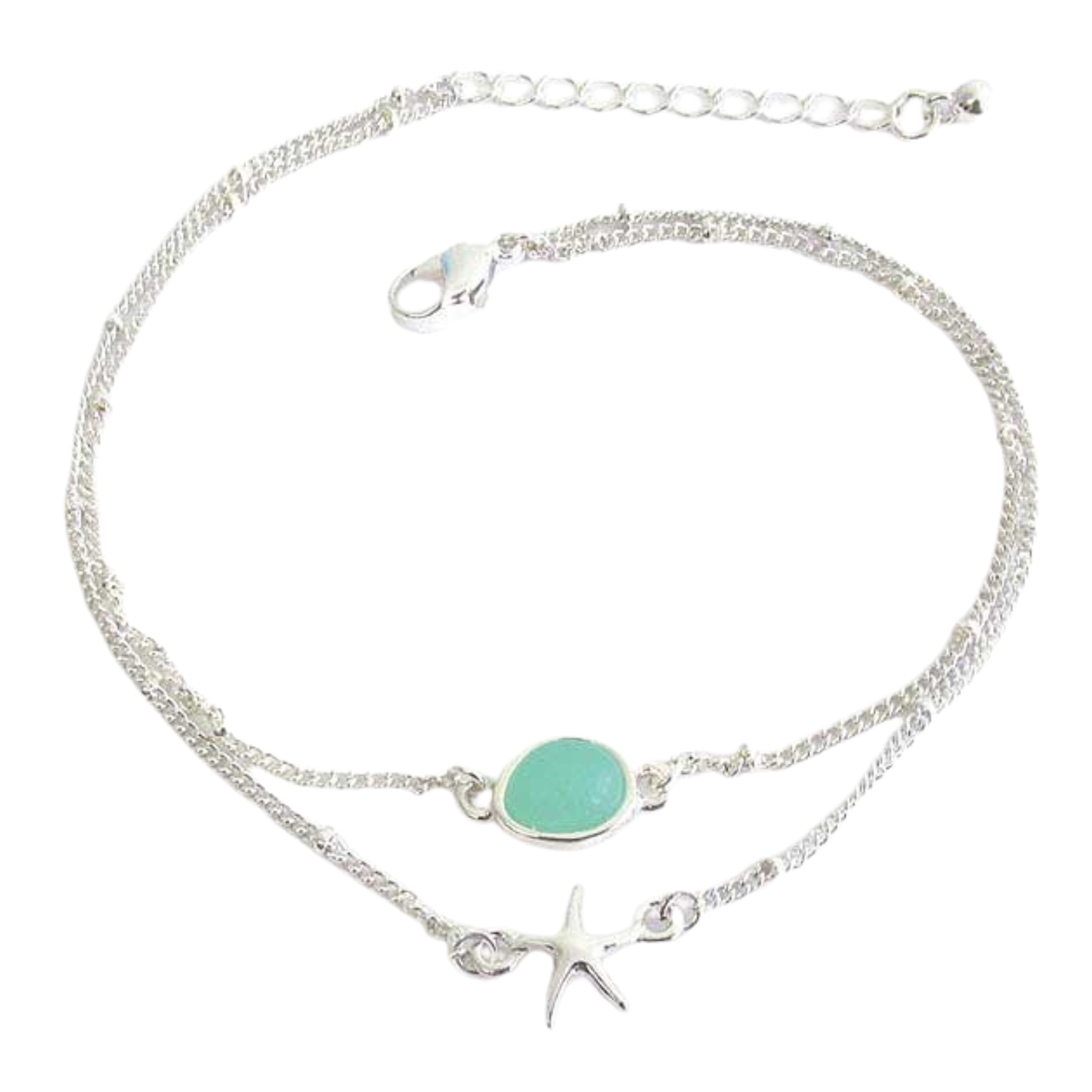 Sea Glass Double ANKLE BRACELET STARFISH Anklet