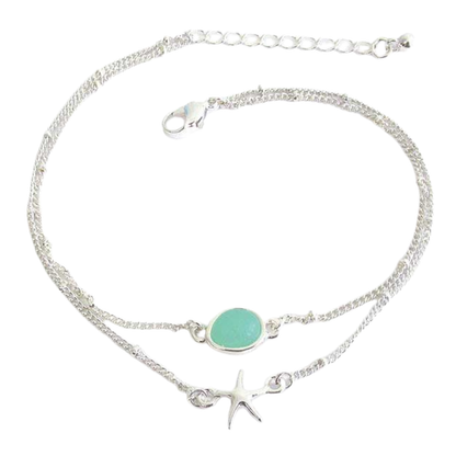 Sea Glass Double ANKLE BRACELET STARFISH Anklet