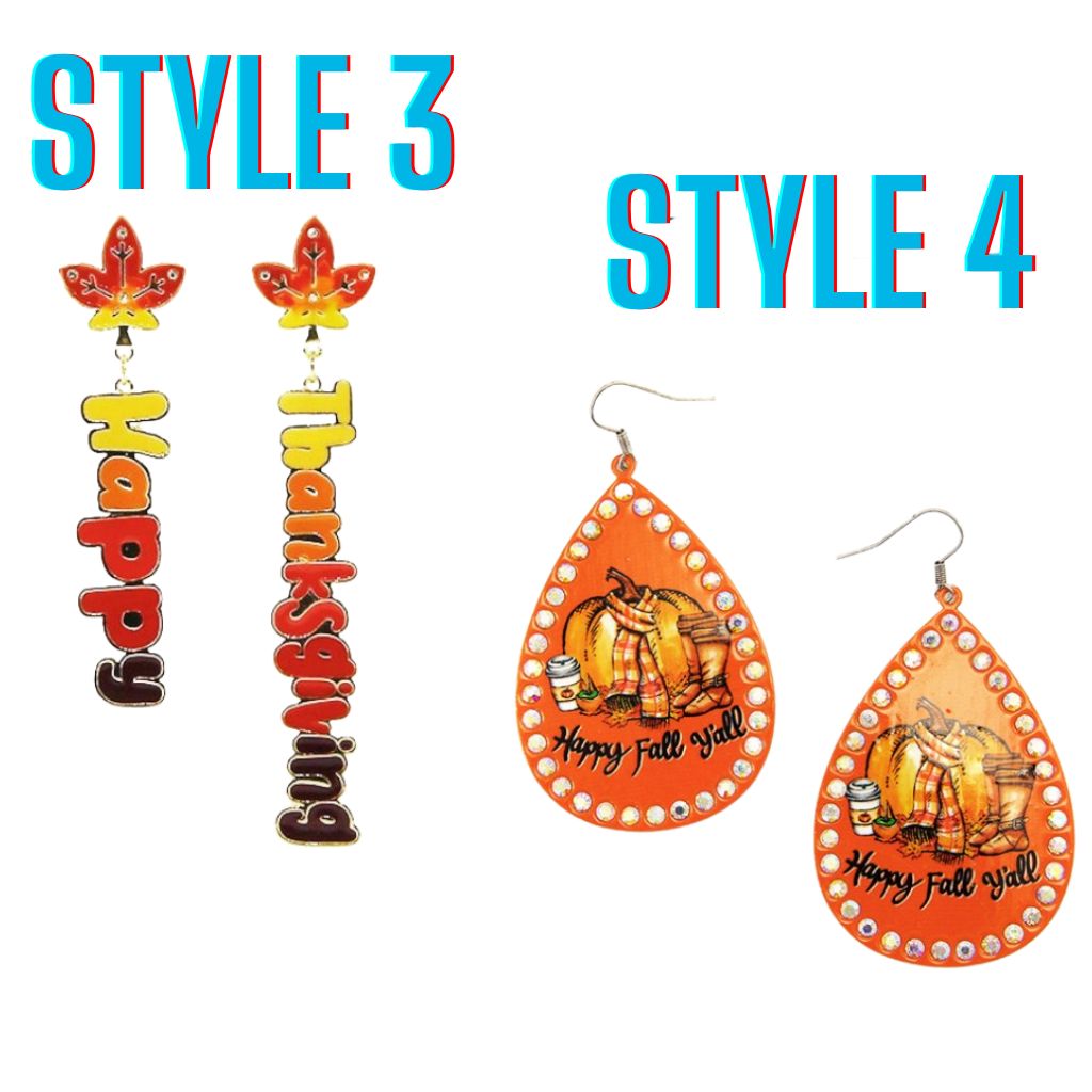 Thanksgiving Confetti Glitter Earrings - Many Styles
