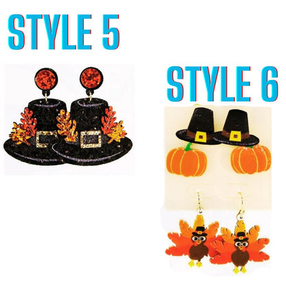 Thanksgiving Confetti Glitter Earrings - Many Styles