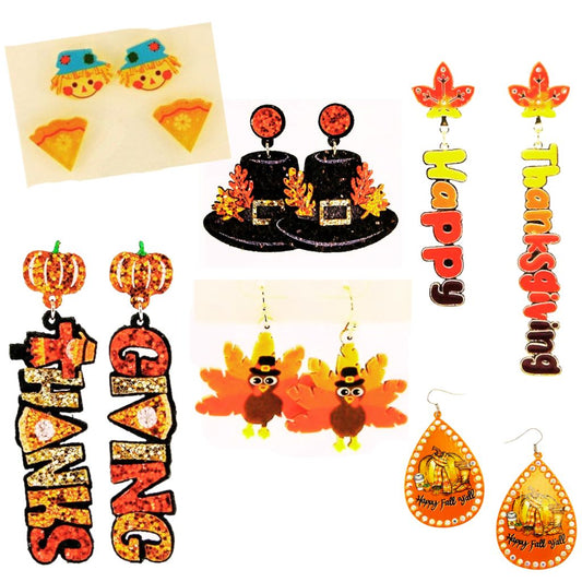 Thanksgiving Confetti Glitter Earrings - Many Styles