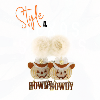 Howdy Pumpkin Halloween Earrings - 4 Styles