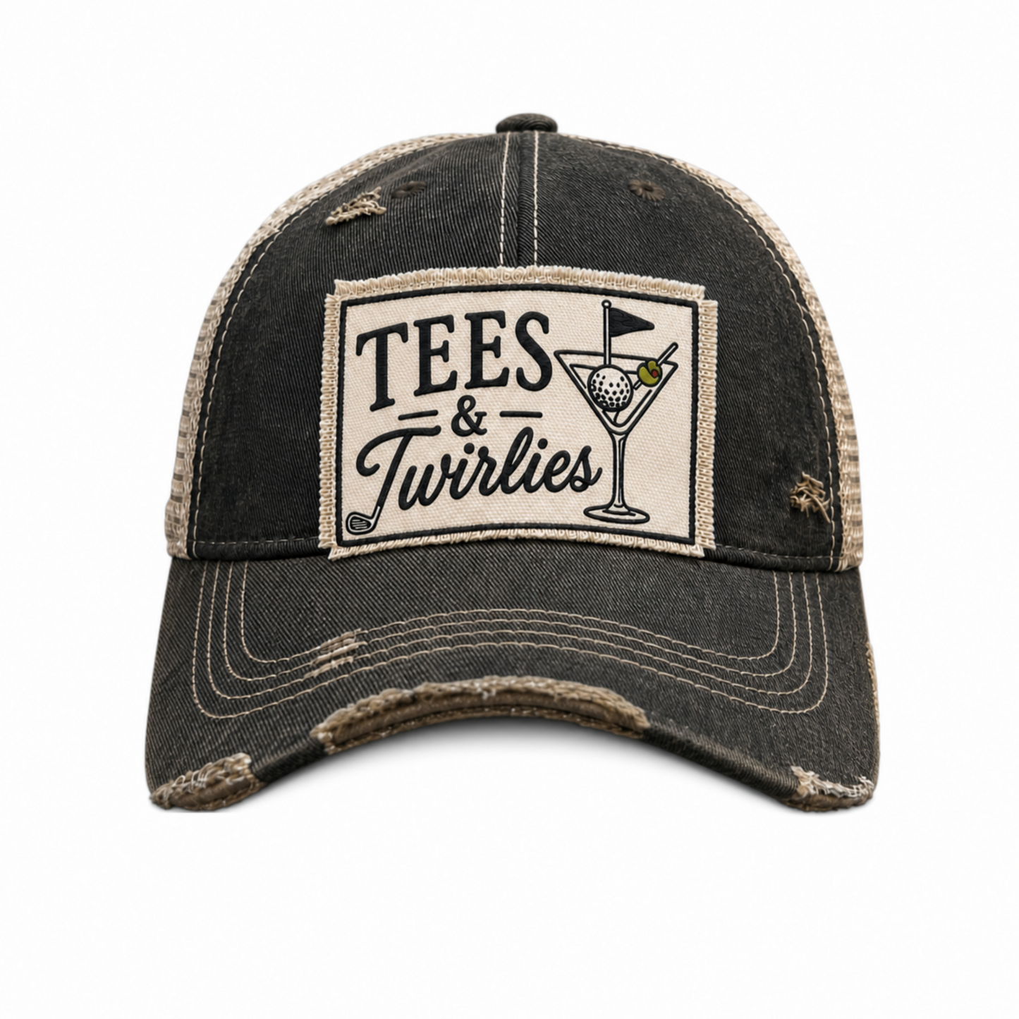 TEES & TWIRLIES Patch Trucker Hats - Golfing Cocktails Fun