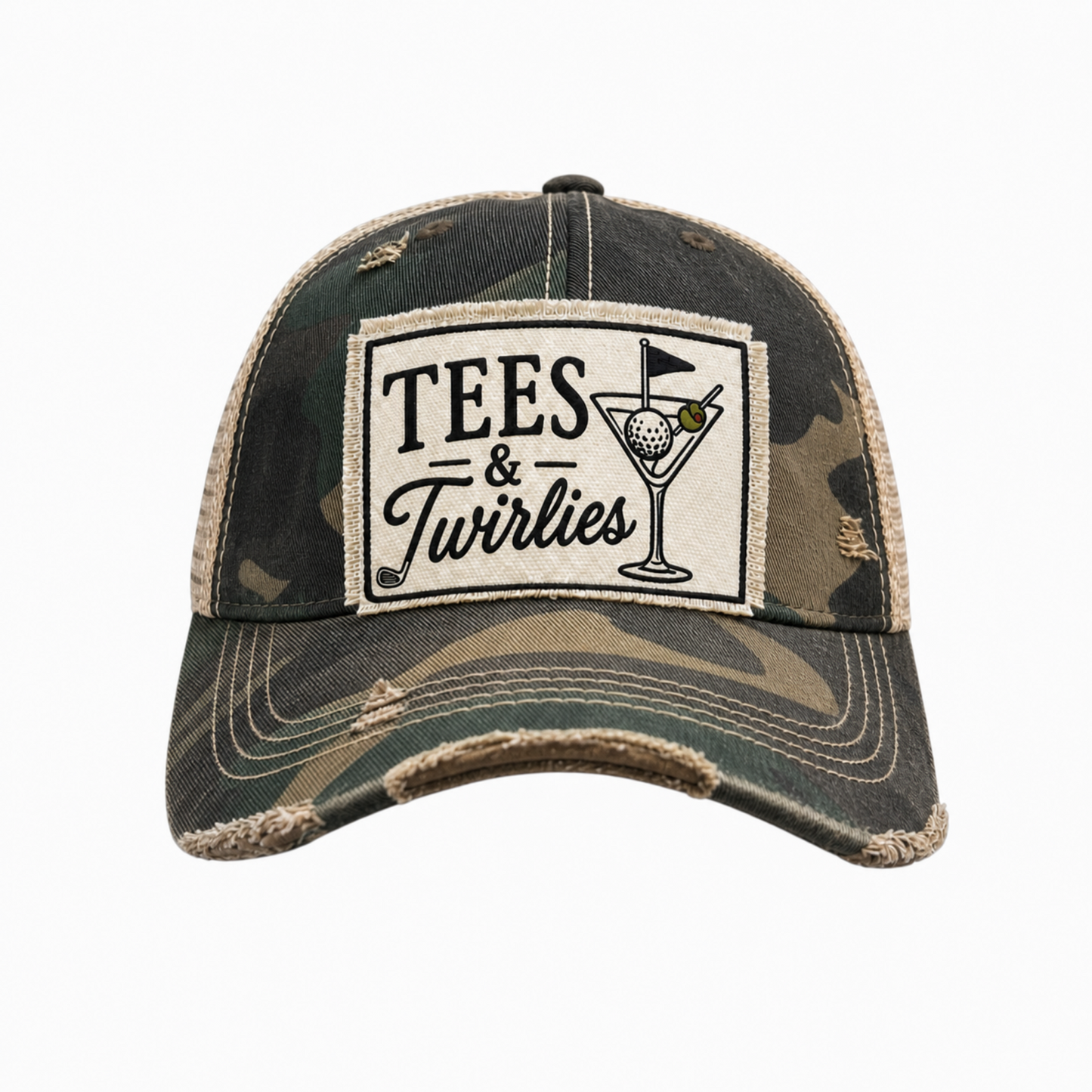 TEES & TWIRLIES Patch Trucker Hats - Golfing Cocktails Fun