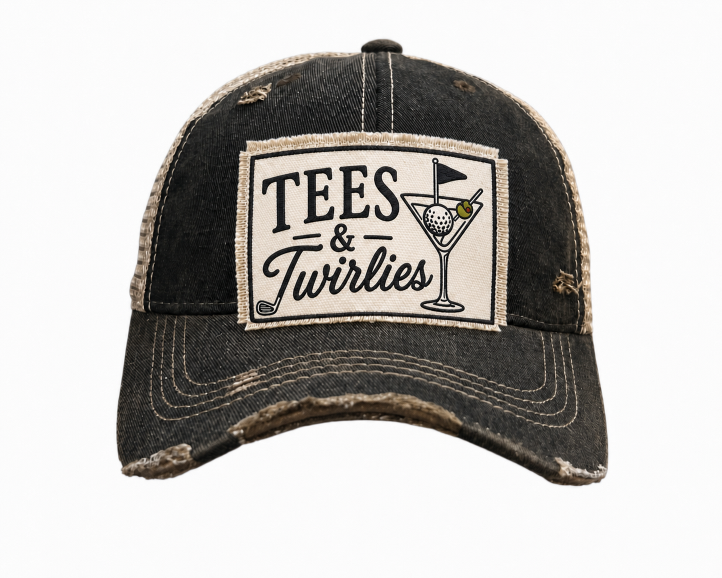 TEES & TWIRLIES Patch Trucker Hats - Golfing Cocktails Fun