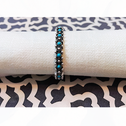 Silver & Turquoise Bead Stretch Bracelet