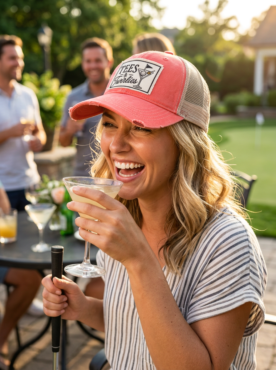 TEES & TWIRLIES Patch Trucker Hats - Golfing Cocktails Fun