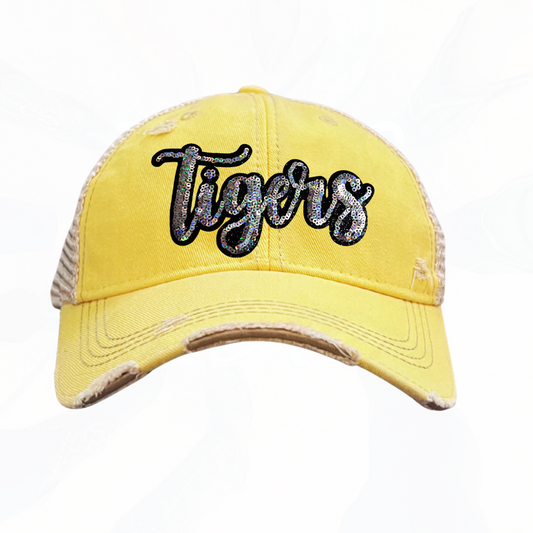 Sequinned Bling TIGERS Trucker Hats -  8 Colors