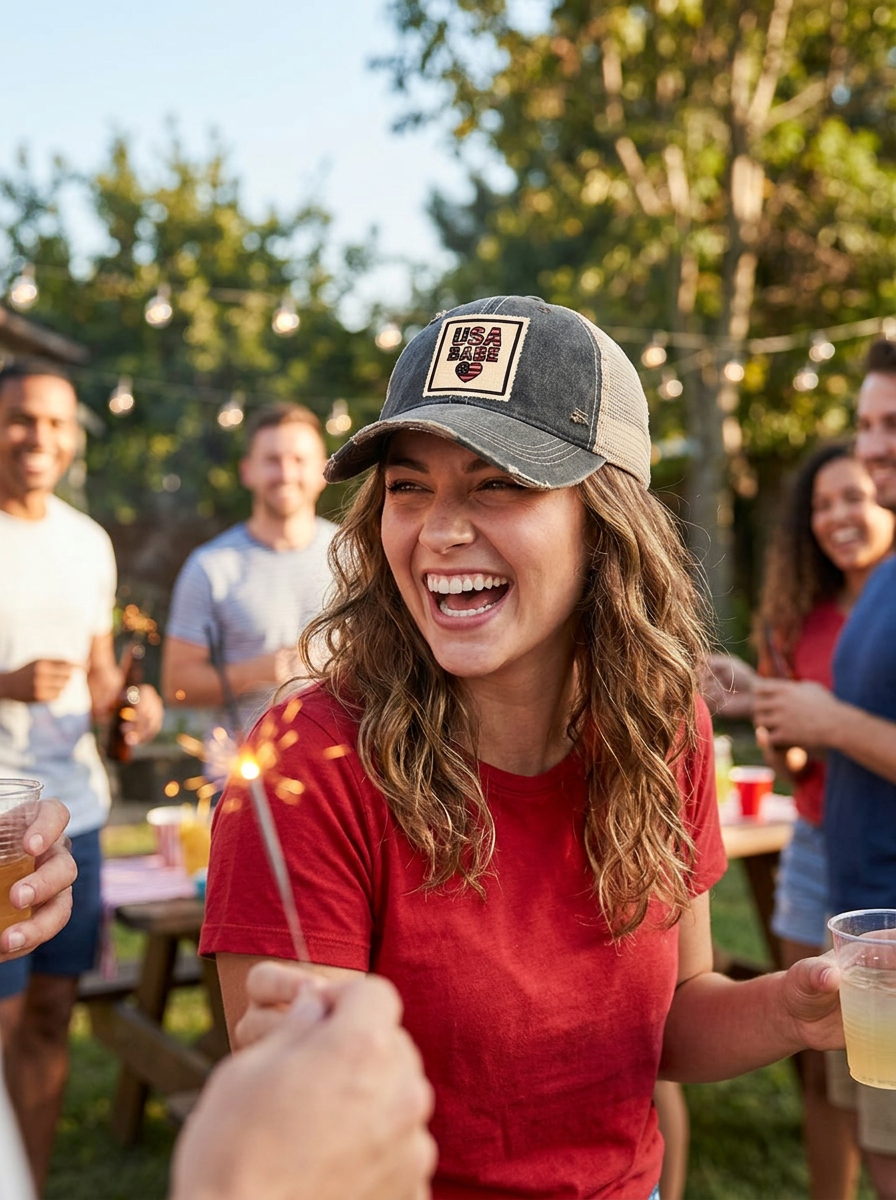 USA BABE Heart Trucker Hat - 4 COLORS