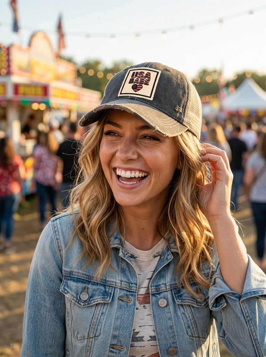 USA BABE Heart Trucker Hat - 4 COLORS