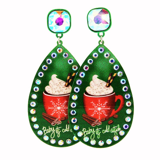 Christmas Baby It's Cold Outside Bling Earrings