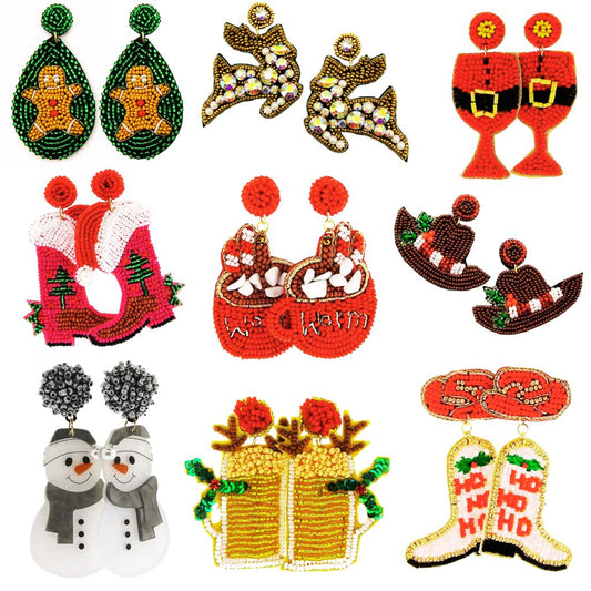Christmas Seed Bead Earrings - Many Styles