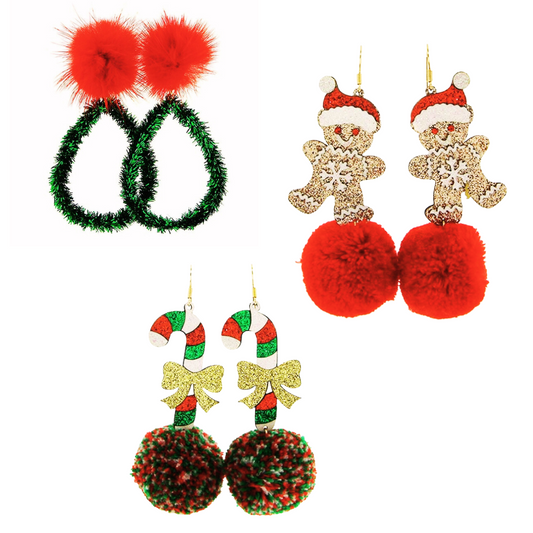 Fluffy Bling Christmas Earrings Collection