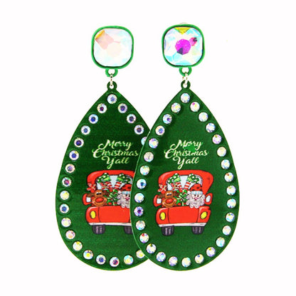 Bling Merry Christmas Y'all Earrings Truck