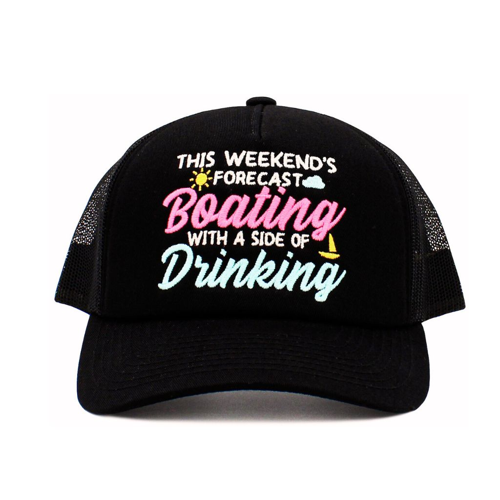 Weekend's Forecast Boating with Drinking Hat - Black