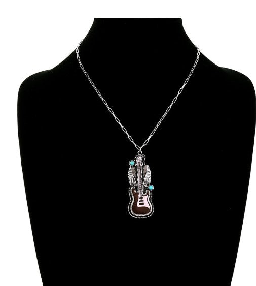 Bling Wings Guitar Chain Necklace T Stones