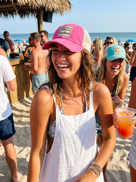 Beaches Booze & Besties Trucker Hats - 6 Colors