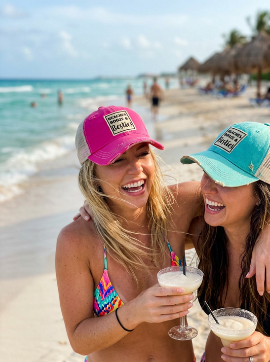Beaches Booze & Besties Trucker Hats - 6 Colors
