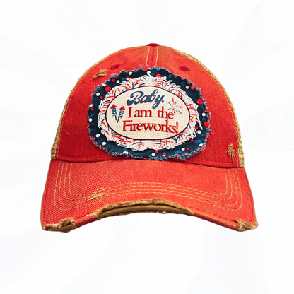 Baby I Am The Fireworks Patch Trucker Hat
