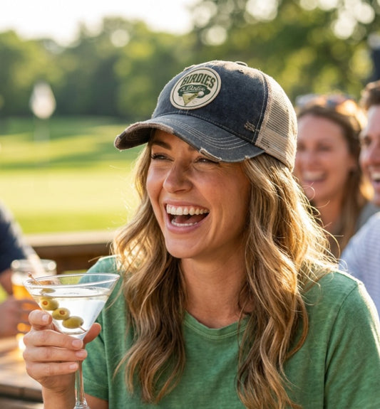 BIRDIES and Dirties Patch Trucker Hats - Golf Martinis Fun