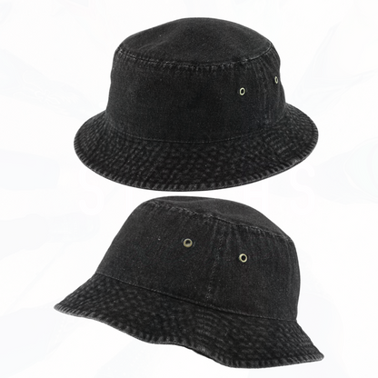 WASHED BLACK DENIM Bucket Hat
