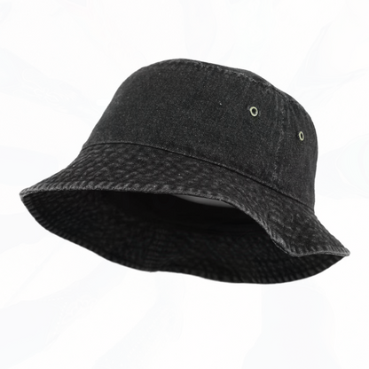 WASHED BLACK DENIM Bucket Hat